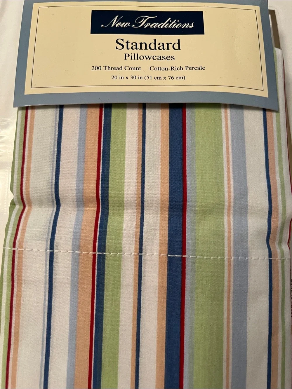 Pillowcases standard 200 thread ct 20” x30” Cotton rich percale New Traditions